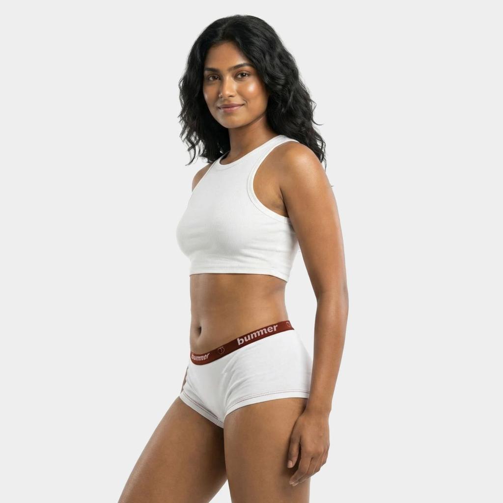 Cotton Stretch Boy Shorts - Blanc — photo 4