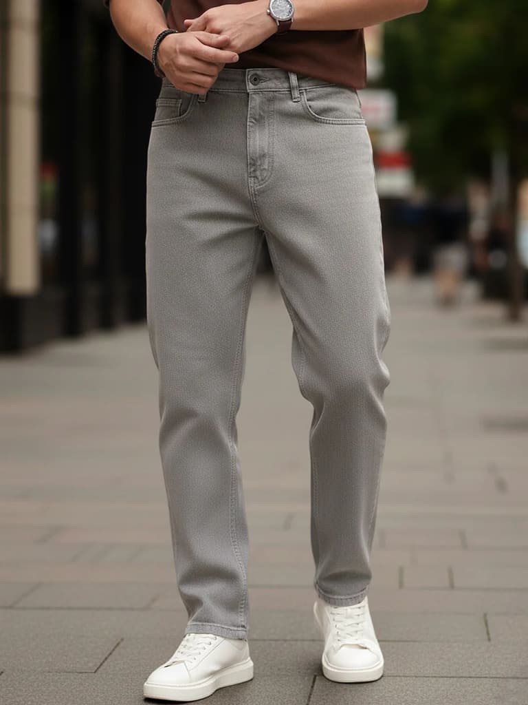 Men's Dusty Grey Loose Baggy Fit Washed Denim Jeans Non-Stretchable — 28 / Dusty Grey