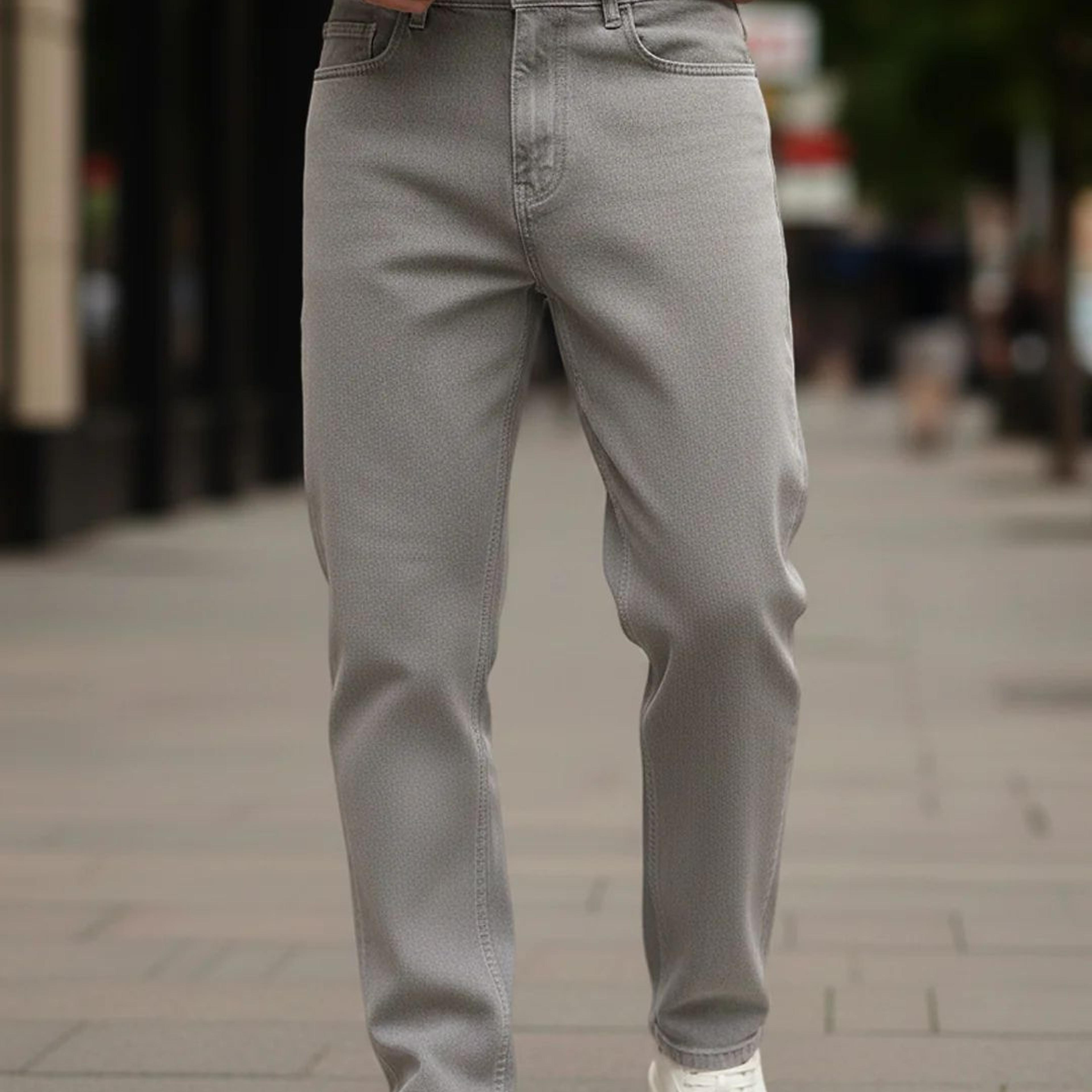 Men's Dusty Grey Loose Baggy Fit Washed Denim Jeans Non-Stretchable