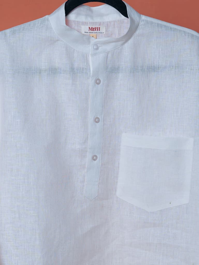 Sadabahar White Linen Short Kurta | Mr.Saa (Mr.सा) — photo 10