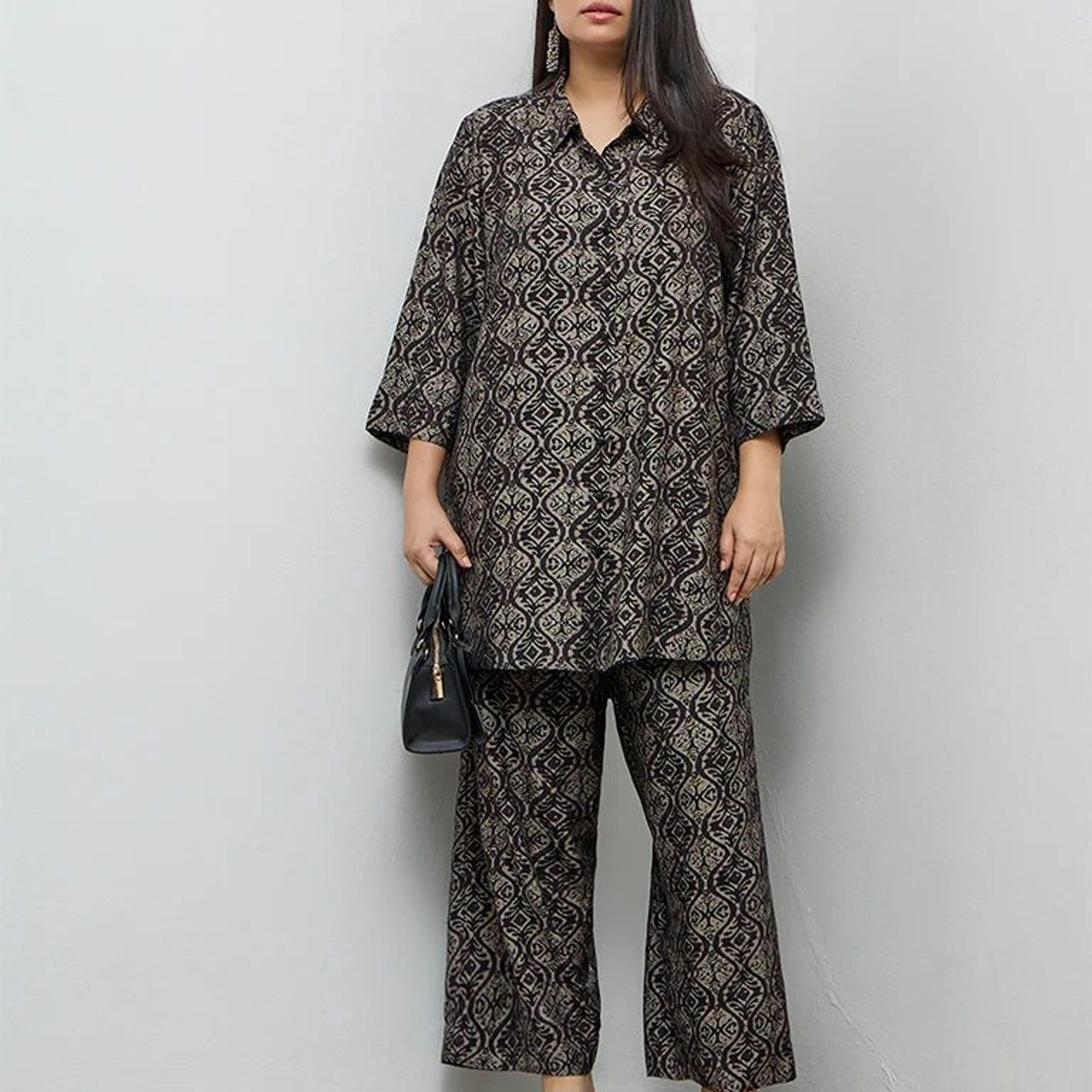 Diza Black Argyle Printed Pants
