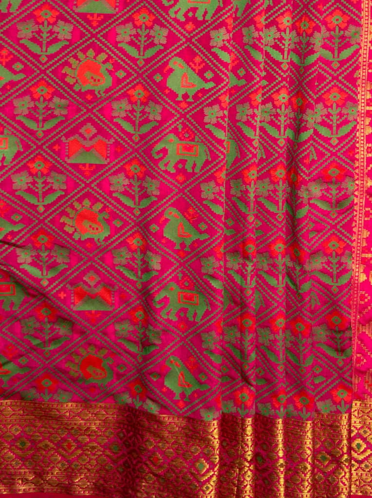 MIMOSA Women's Woven Design Paithani Style Raw Silk Saree with Blouse Piece - Rani ( SA00003128RNFREE ) — photo 5