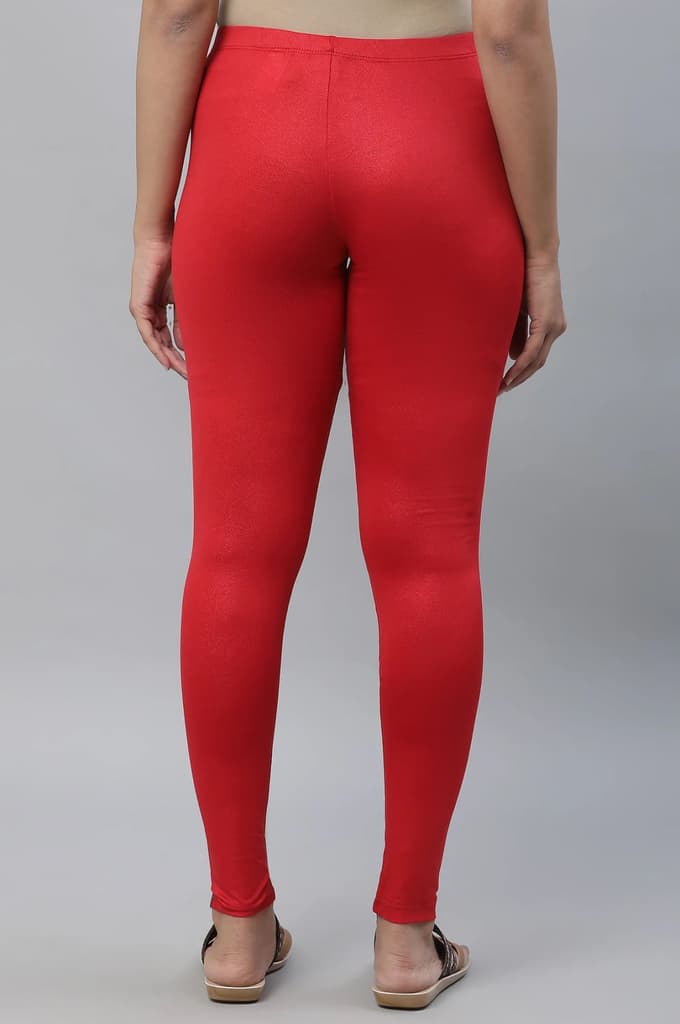 Red Solid Skinny Fit Tights — photo 3