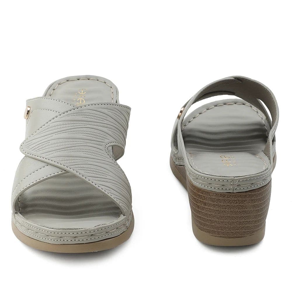 Healers Light Grey Wedge Heel Sandal For Women ZQ-FD-43 By Liberty — photo 6