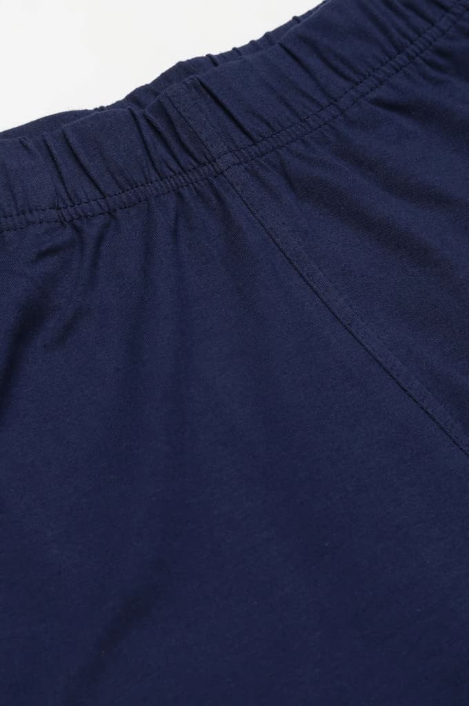 Navy Blue Solid Flared Cotton Pants With Elasticated Waist — photo 6