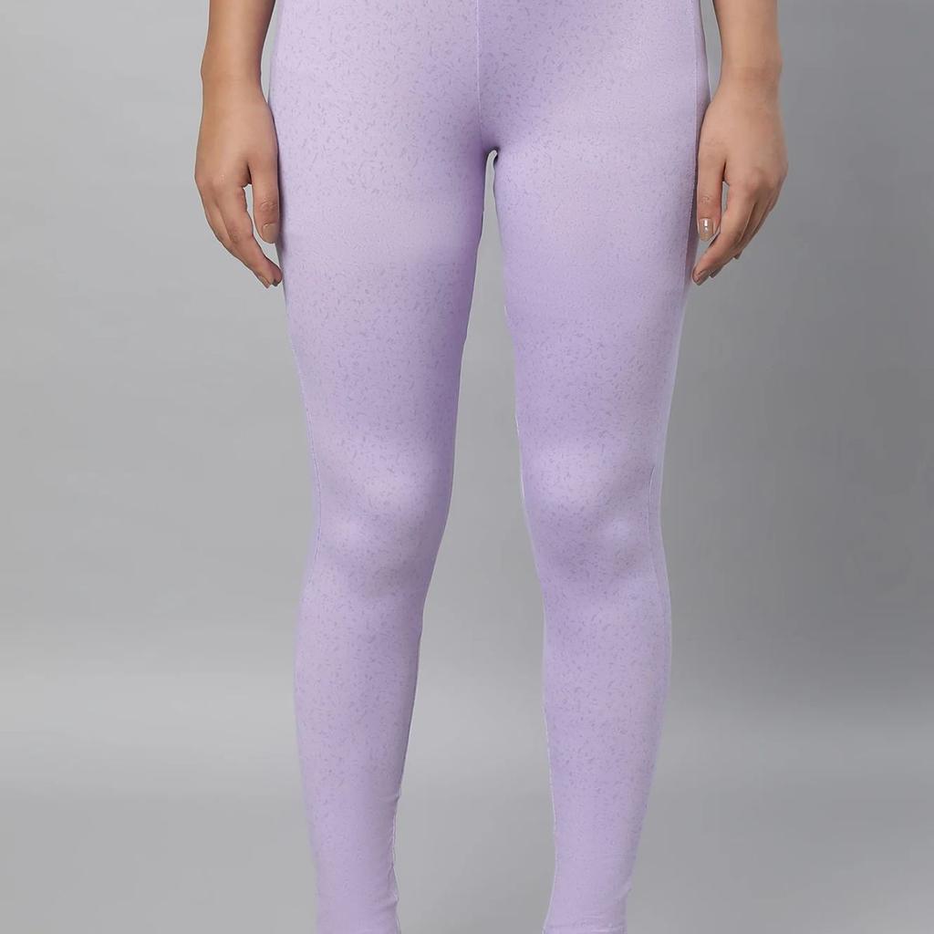 Purple Printed Skinny Fit Yoga Tights With Elasticated Waistband