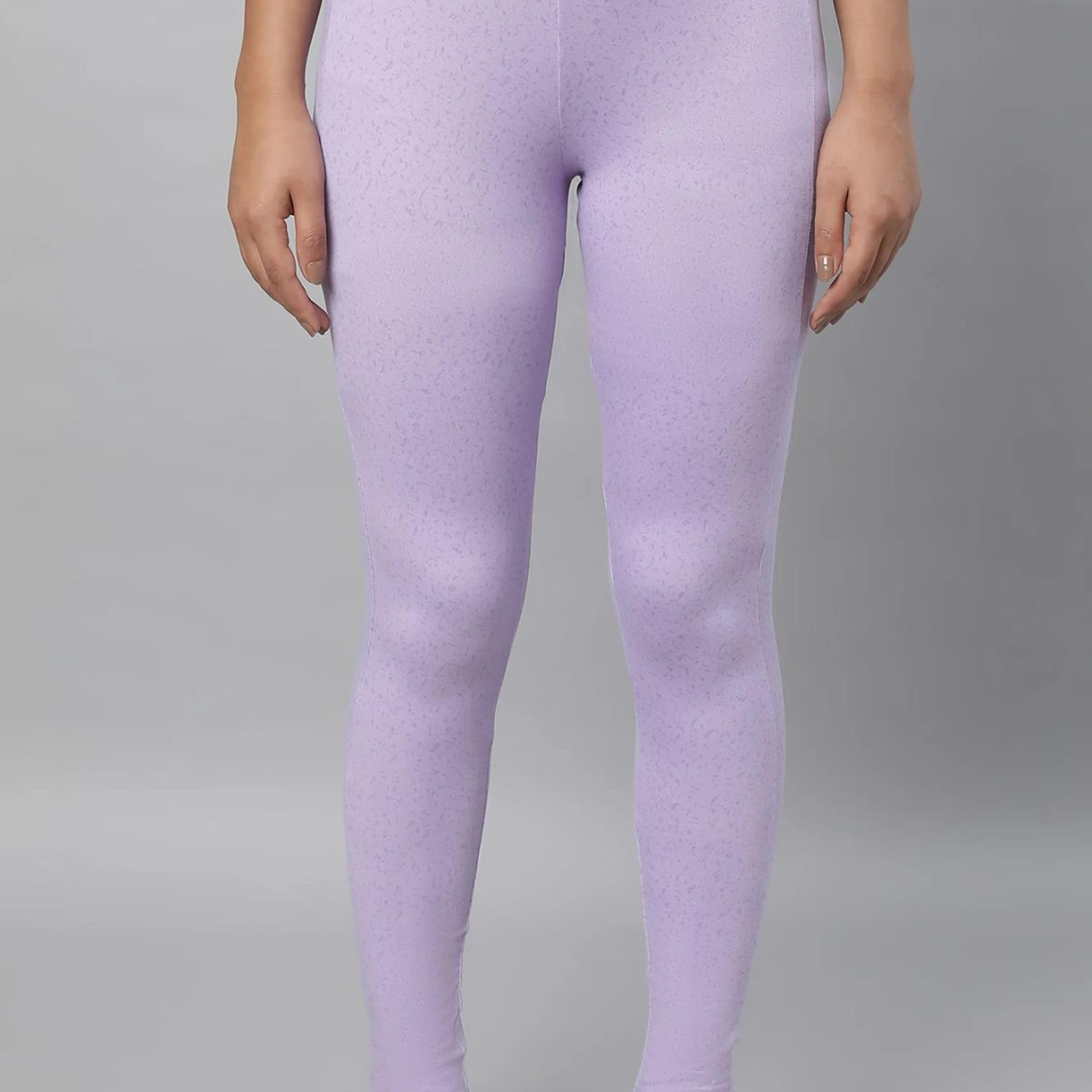 Purple Printed Skinny Fit Yoga Tights With Elasticated Waistband