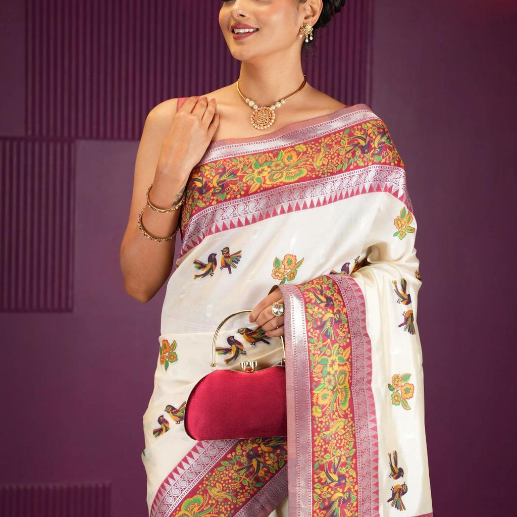Mimosa Women's Woven Design Banarasi Style Art Silk Saree With Blouse Piece : SA00001992HWFREE