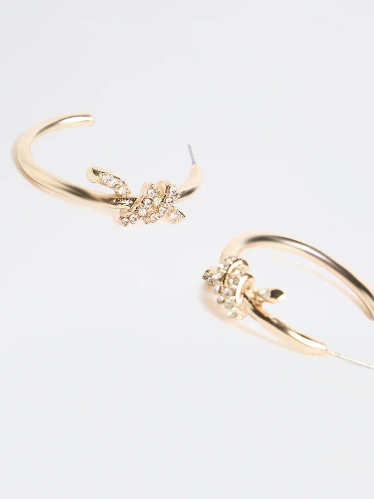Westside Accessories Gold Embellished Knot Hoop Earrings — photo 3