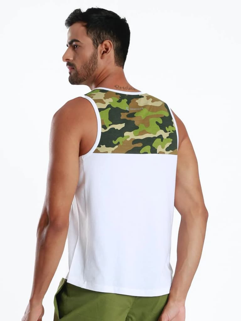 Yoke Camo White Active Fit Camo Printed Organic Bamboo Vest (Pack Of 1) — photo 4