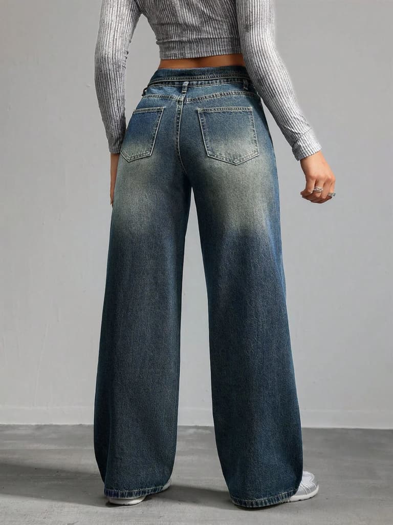 Collar Up Straight Jeans — photo 2