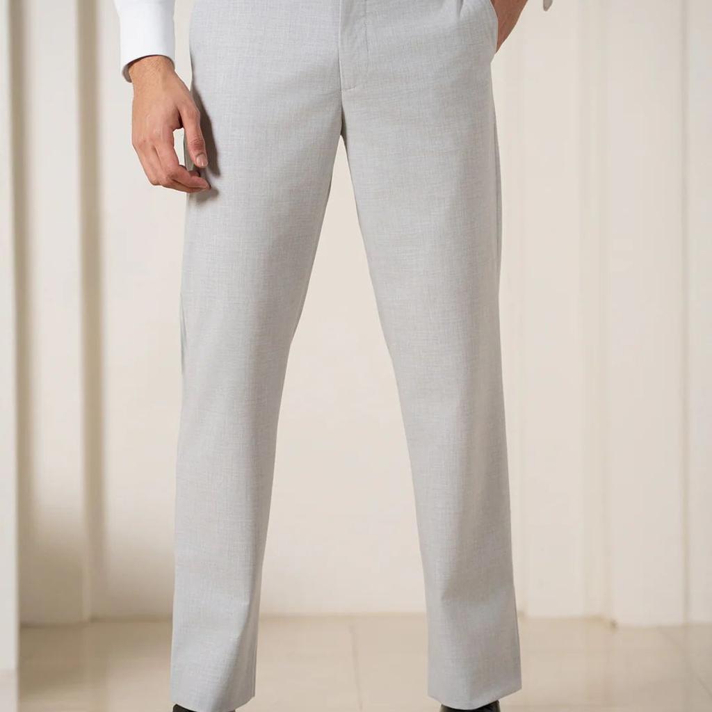 Ethereal Grey Melange Stretch Formal Pants