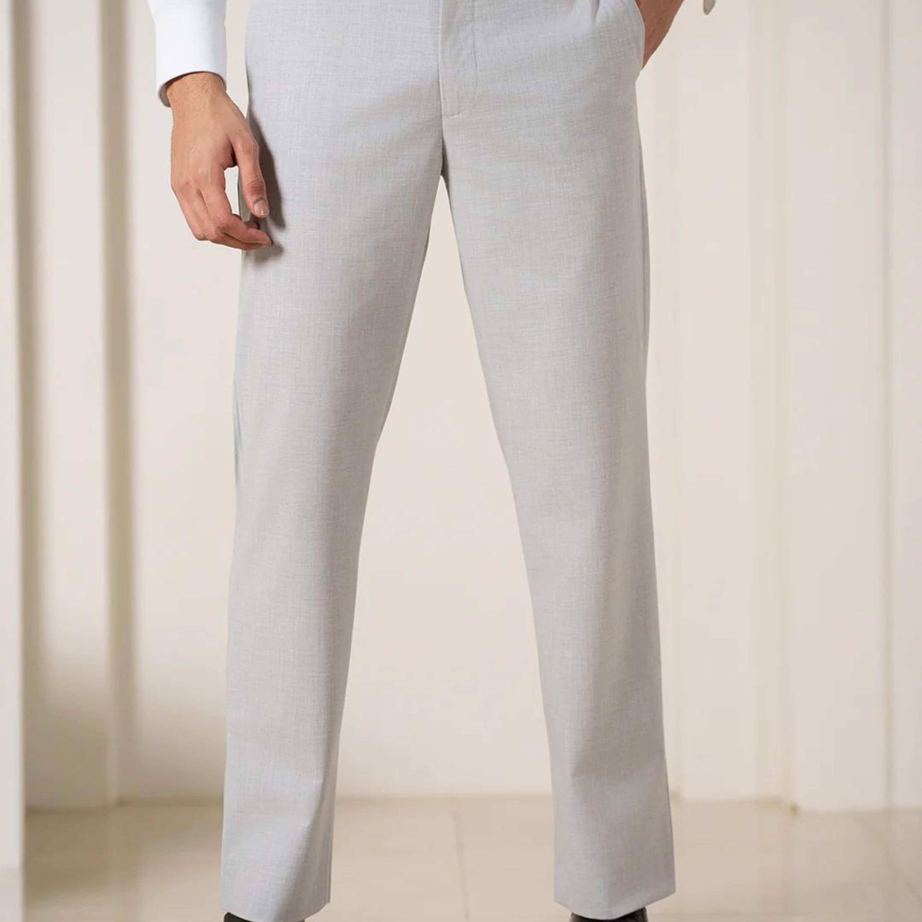 Ethereal Grey Melange Stretch Formal Pants