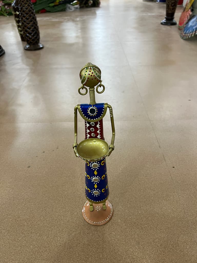 Vase with Flowers | Decorative | Glass | Blue and Yellow
