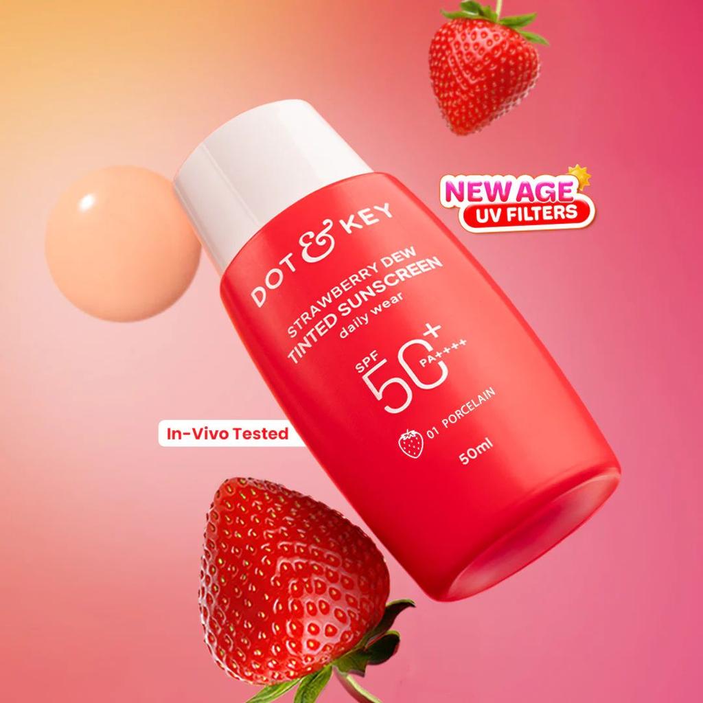 Strawberry Dew Tinted Sunscreen SPF 50+ PA++++ With New-Age UV Filters — Porcelain - 01 Light