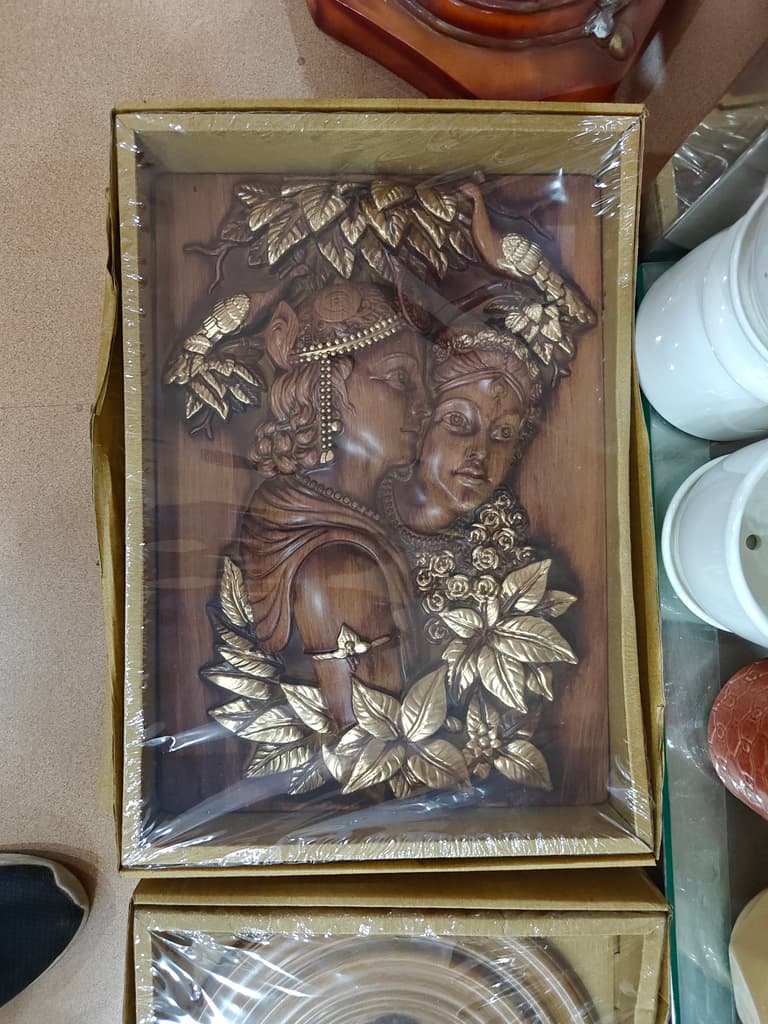 Wooden Statue of Woman and Child | Handcrafted | Brown | Decorative