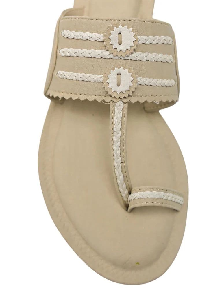 LUNA BLU Ivory Braided Strap Flat Kolhapuri Sandals — photo 4