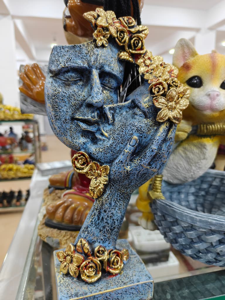 Blue Sculpture | Art Deco | Ceramic | Gold