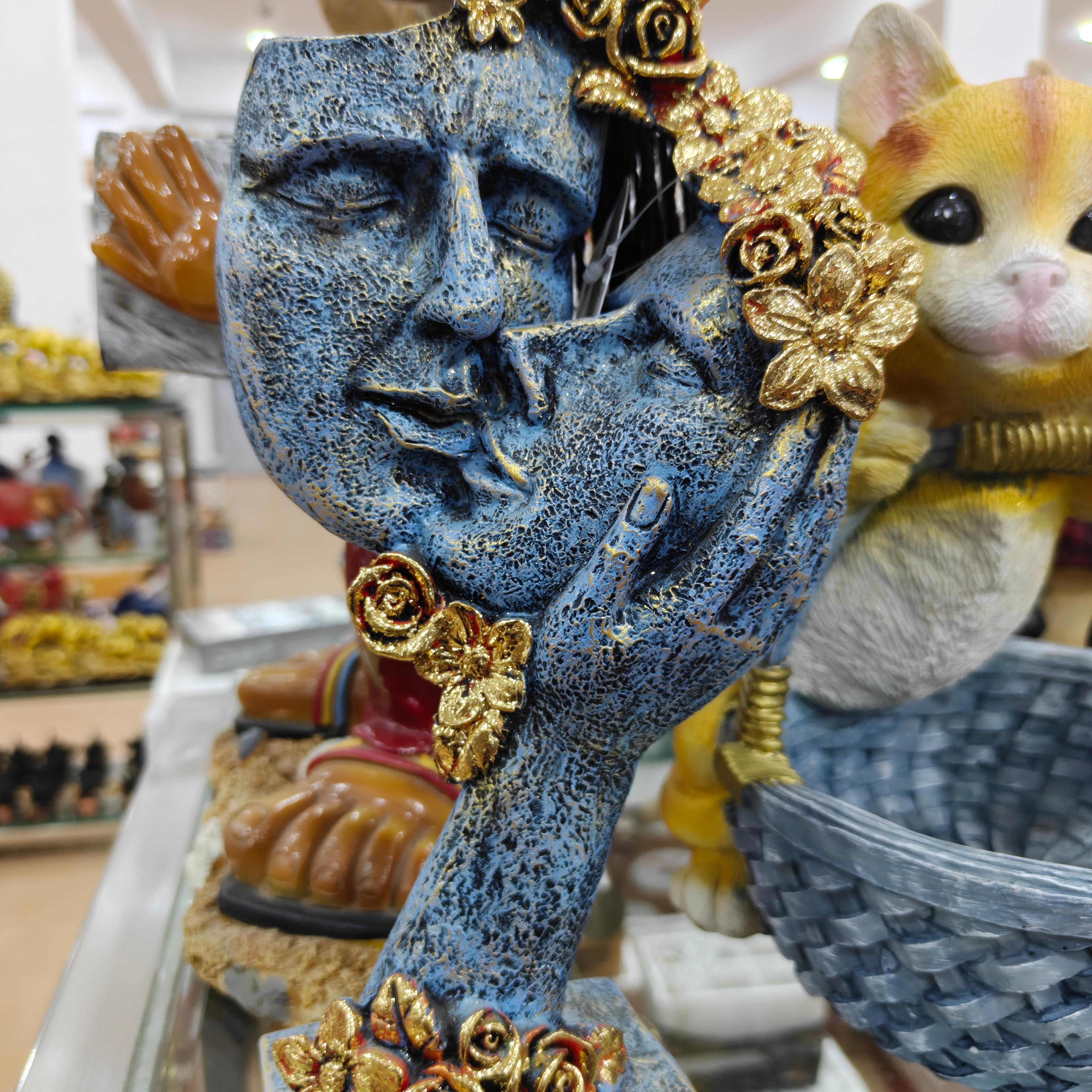Blue Sculpture | Art Deco | Ceramic | Gold