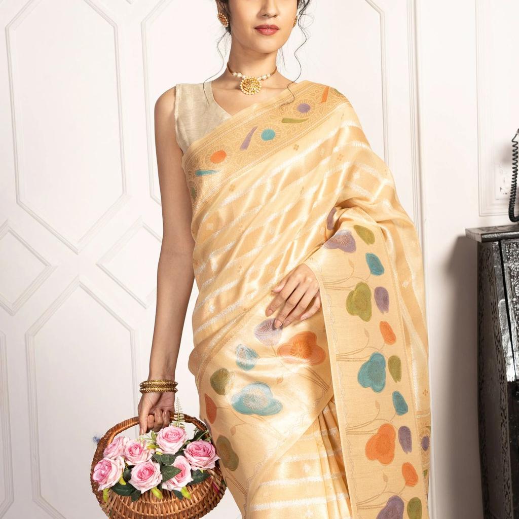 Mimosa Women's Woven Design Banarasi Style Art Silk Saree With Blouse Piece : SA00002064YLWFREE