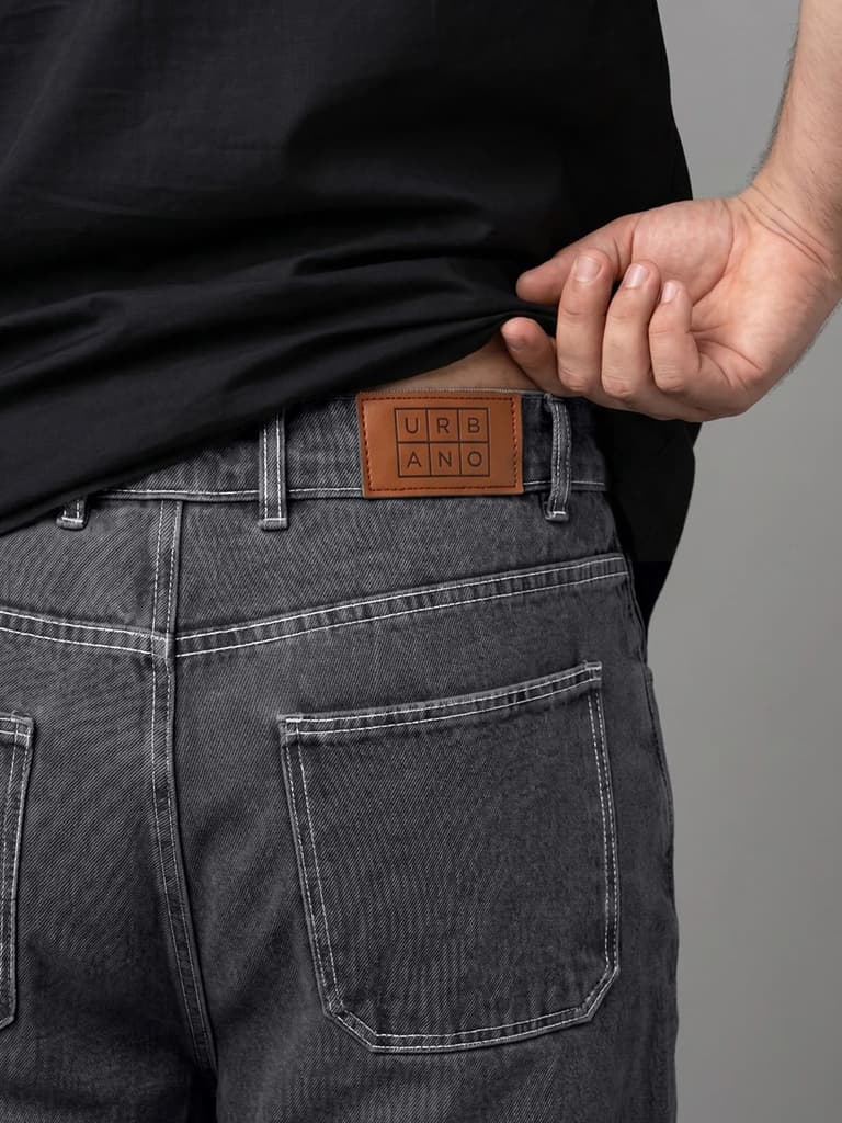 Plus Men's Dark Grey Loose Baggy Fit Washed Denim Jeans Non-Stretchable — photo 6