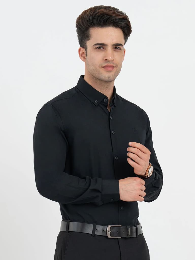Shirts for Men in Black | Solid Full Sleeve Shirt — photo 6
