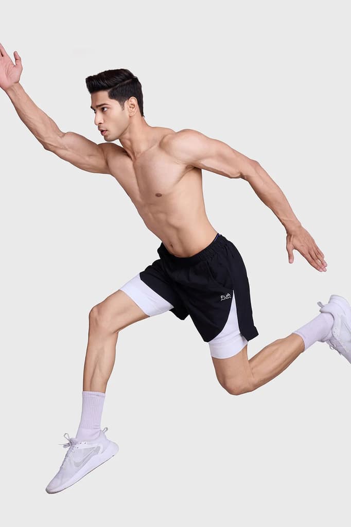 2 in 1 Mesh Shorts Black With White — photo 2