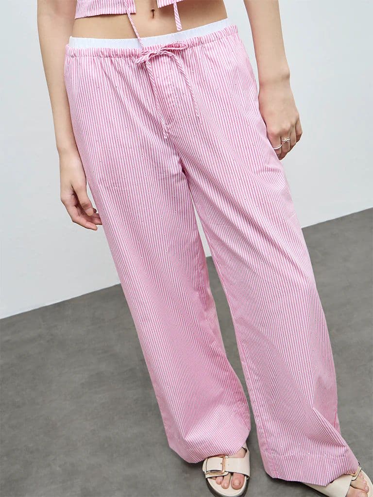 Nuon Pink Striped High-Rise Pants — photo 2