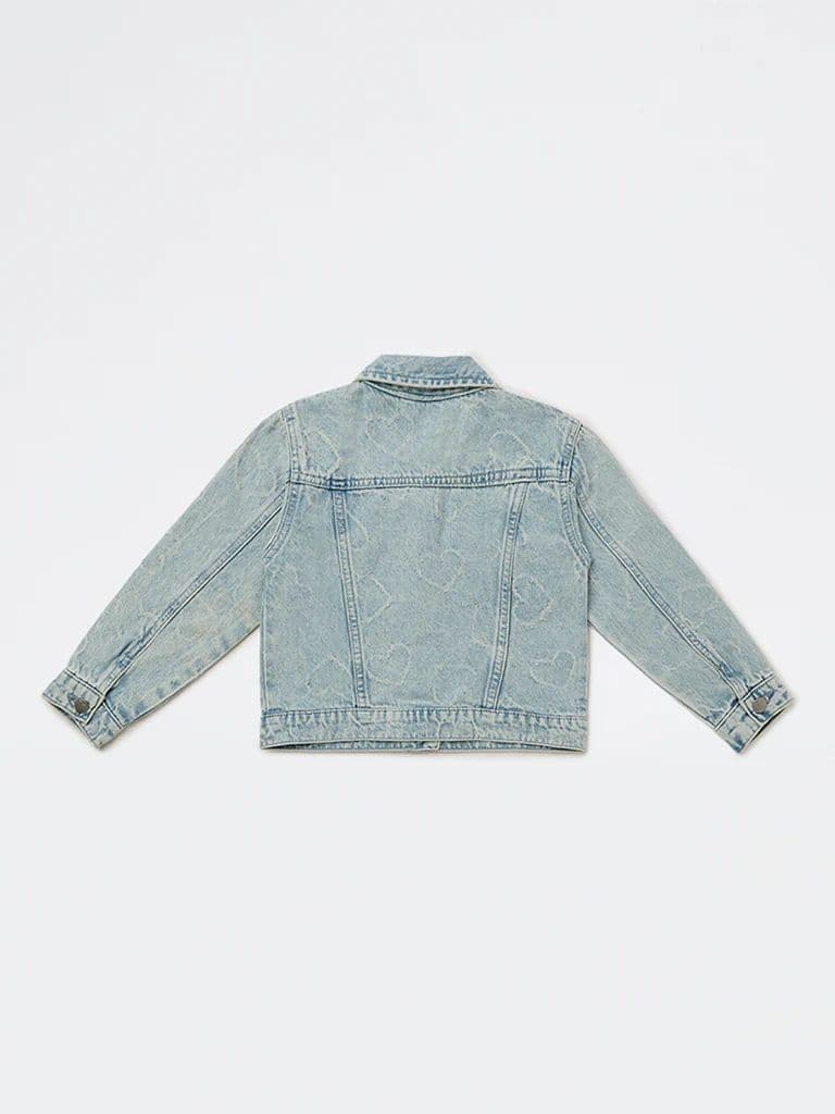 HOP Kids Girls Blue Faded Denim Jacket — photo 4