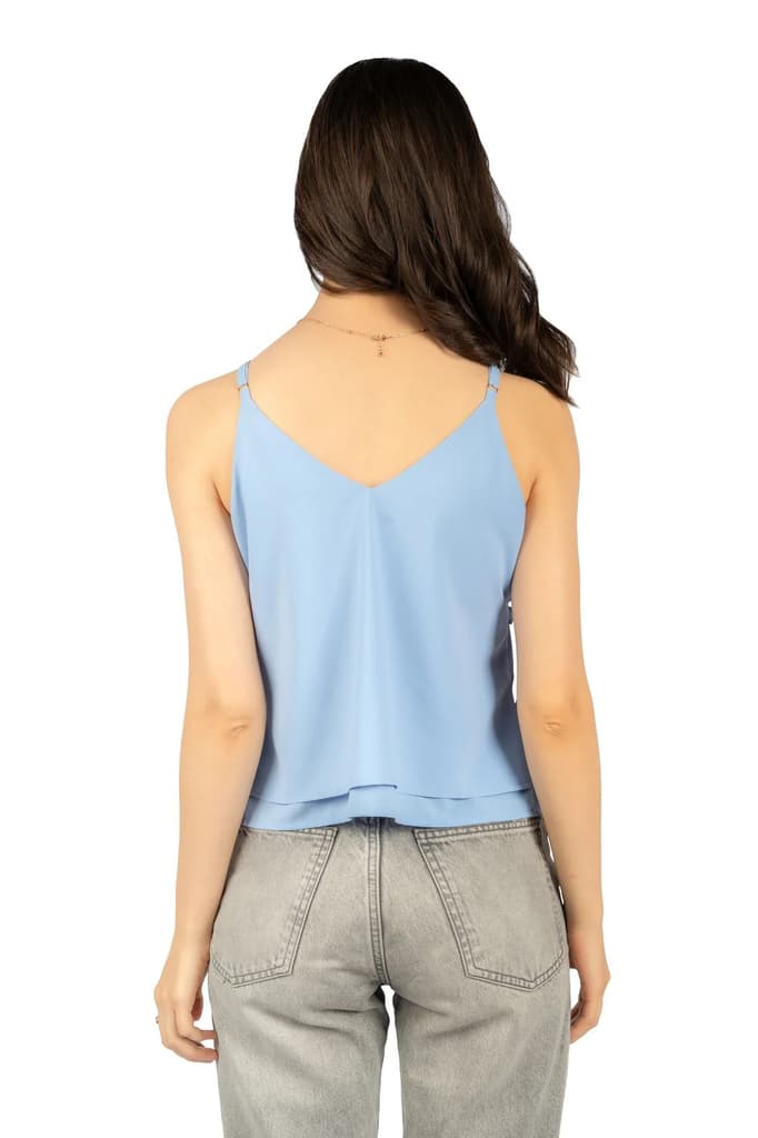Blue Solid Sleeveless Fit & Flare Crop Top — photo 5