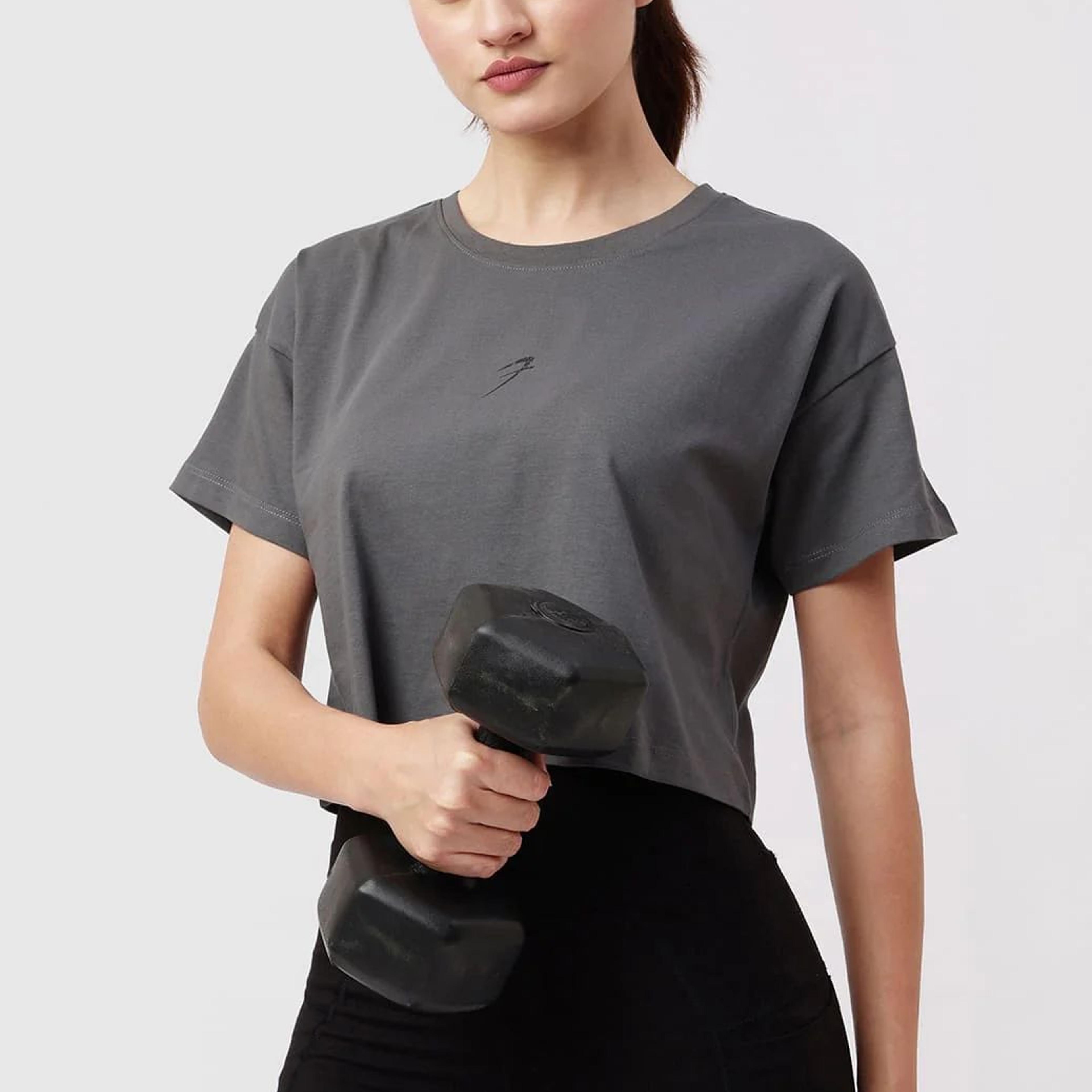 Brisk Cotton Crop Top Grey