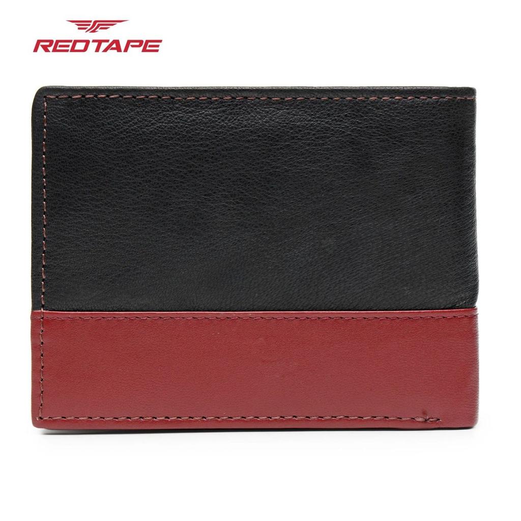 Men’s Black Maroon Colorblocked Genuine Leather Wallet — photo 8