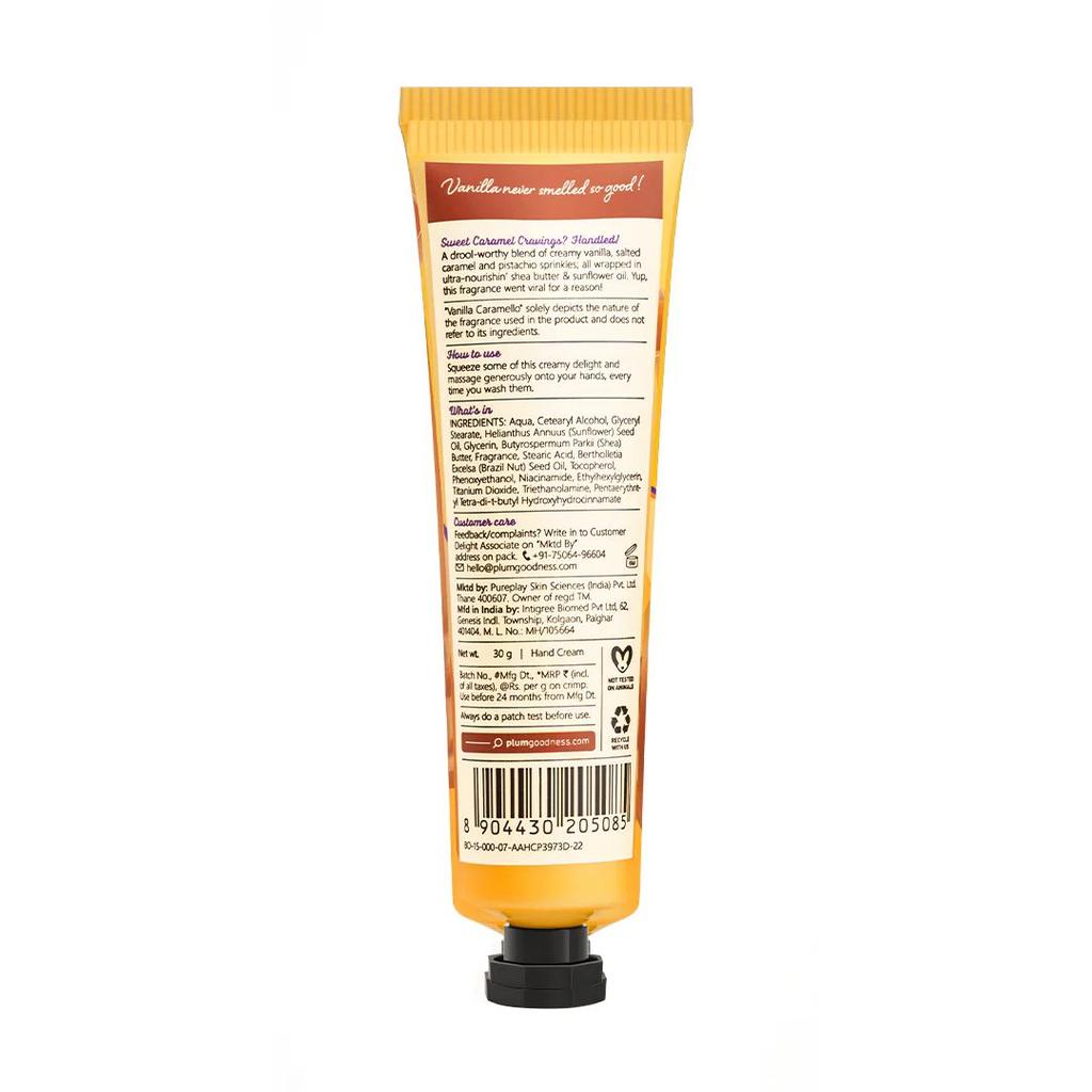 Vanilla Caramello Hand Cream by Plum Body Lovin'| 30 g