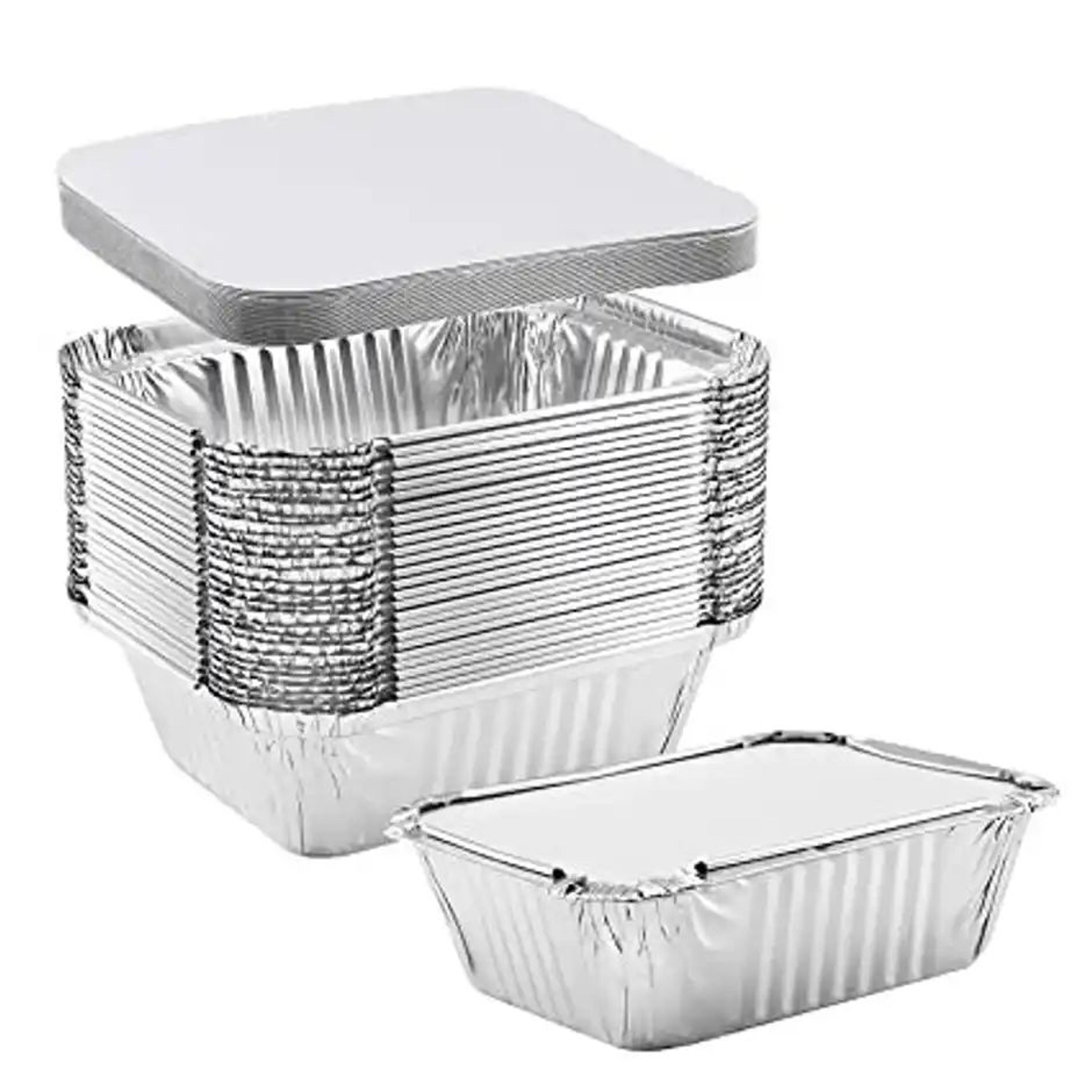 Disposable Aluminium Container With Lid | Pack Of 25 | 250 ml | Tempware