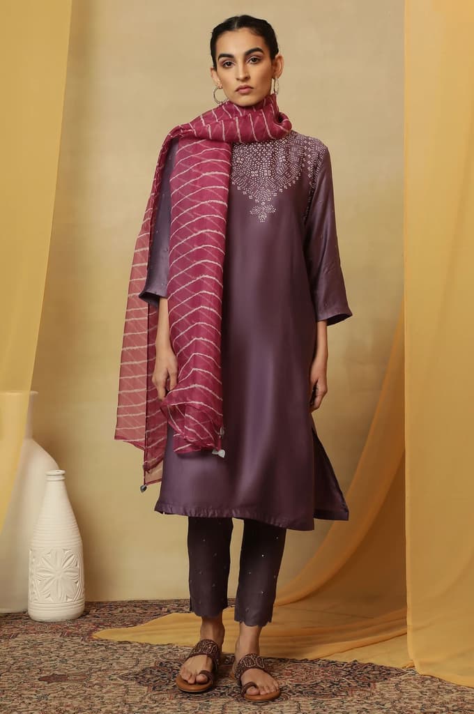 Fuschia Shibori Silk Organza Dupatta — photo 3