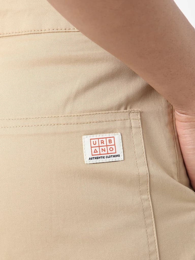 Men's Beige Regular Fit Solid Cargo Chino Pant with 6 Pockets Stretchable — photo 7