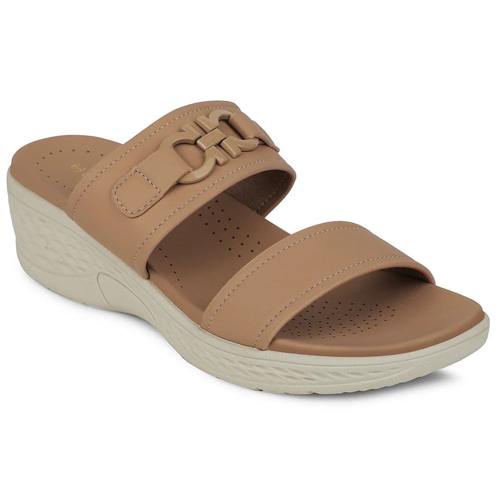 Healers Beige Wedge Heel Sandal For Women ZQ-FD-50 By Liberty — 3/36 / Beige