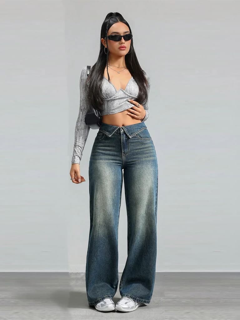 Collar Up Straight Jeans — photo 3