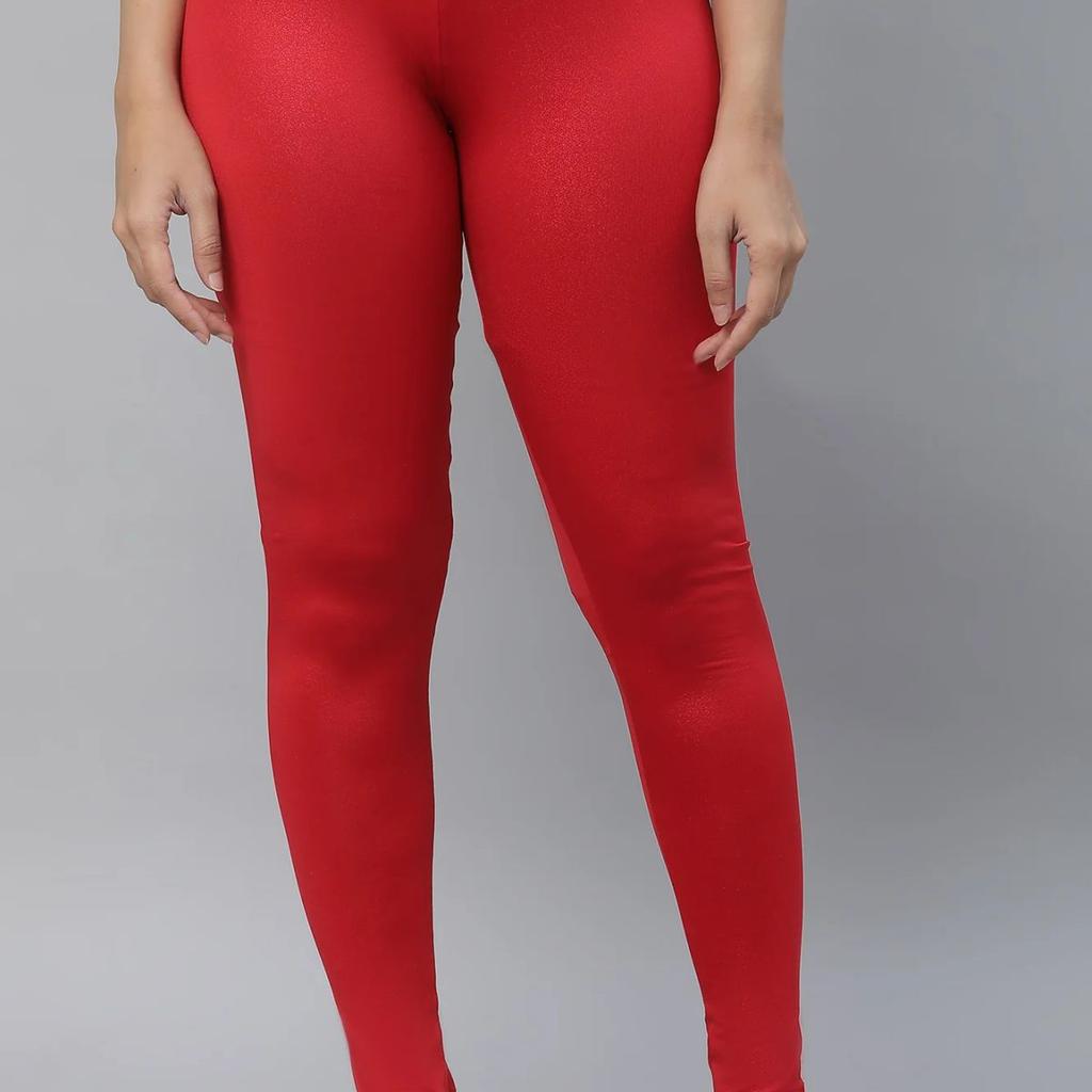 Red Solid Skinny Fit Tights