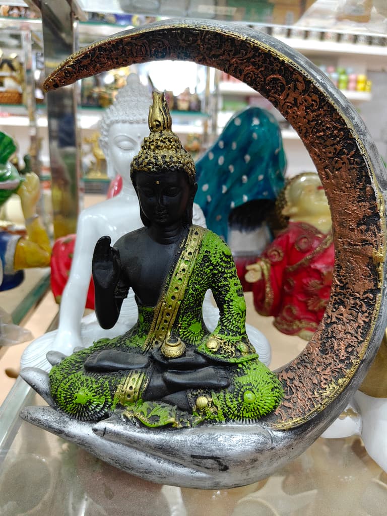 Black Buddha Statue | Decorative | Glass | Gold