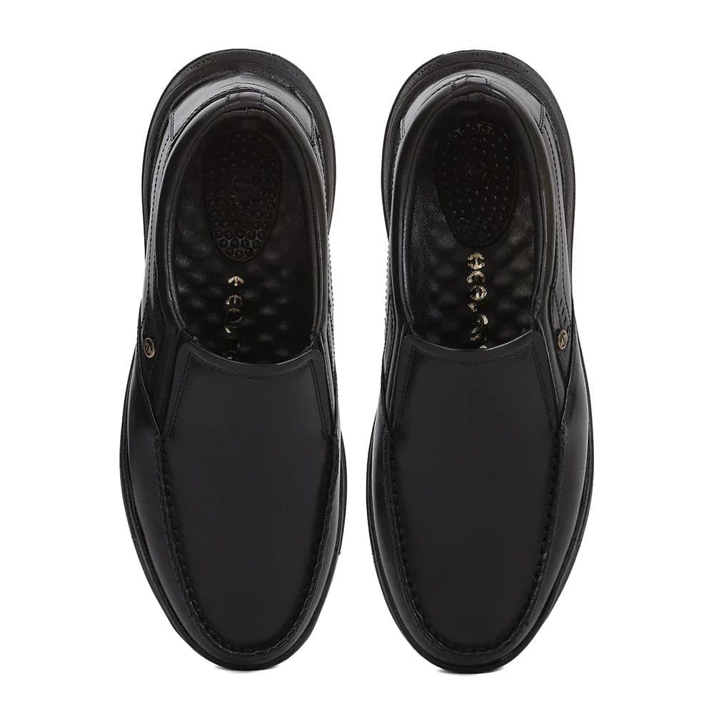 Healers LER-2 Men's Black Leather Formal Shoes with GEL INSOLE & Elastic Comfort — photo 6