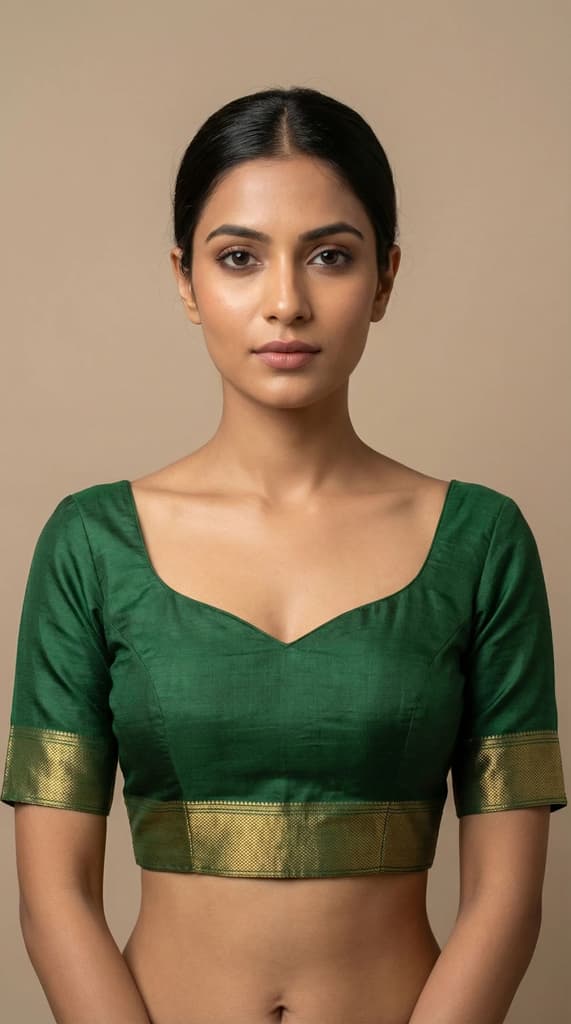 MIMOSA Women's Woven Design Banarasi Style Chiffon Saree with Blouse Piece - Green ( SA00003124GRNFREE ) — photo 5