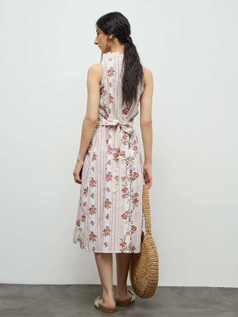 Bombay Paisley Off-White Printed Cotton Shirt Dress — photo 4