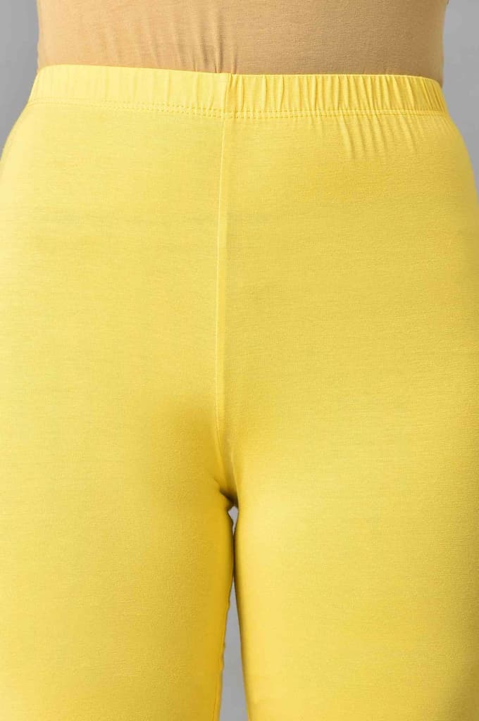 Yellow Solid Skinny Fit Cotton High Waisted Churidar — photo 6