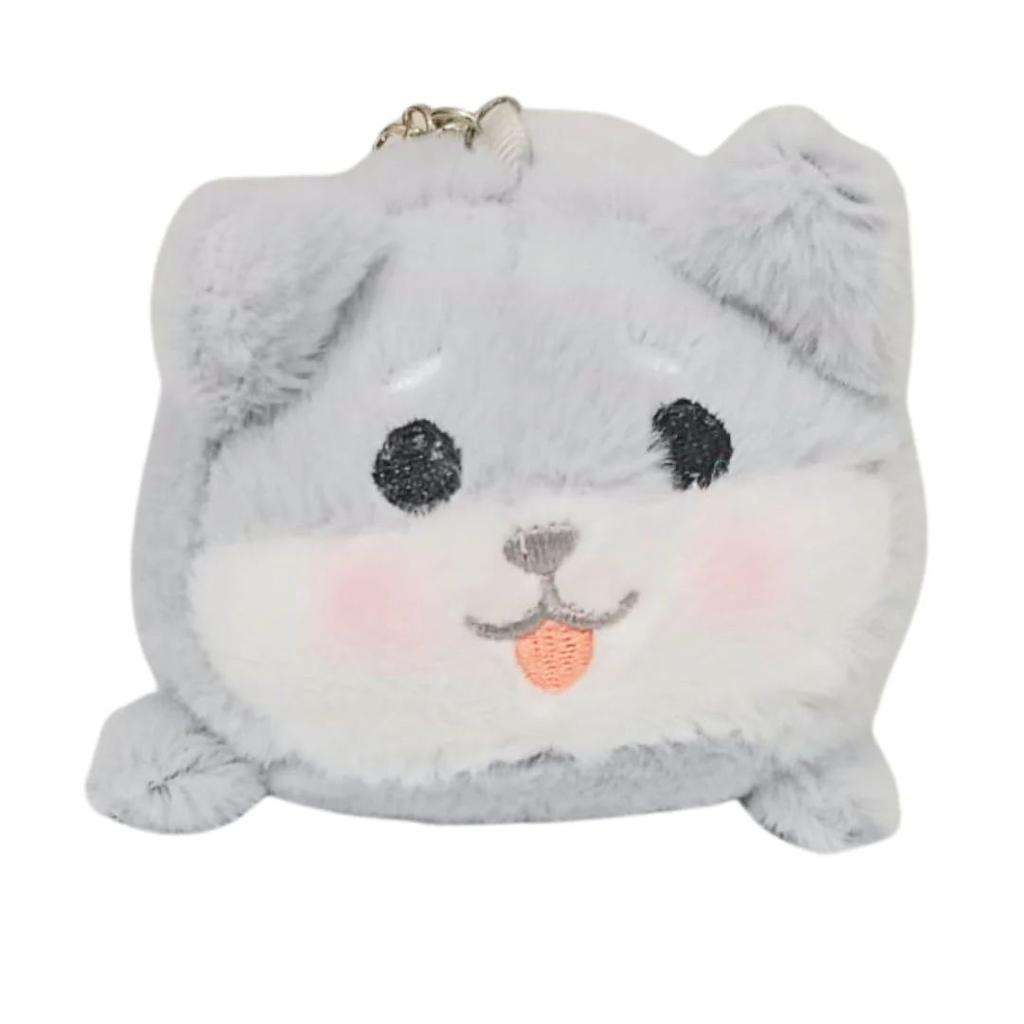 Plushy Pupper Tailspin Keychain — Grey Shiba
