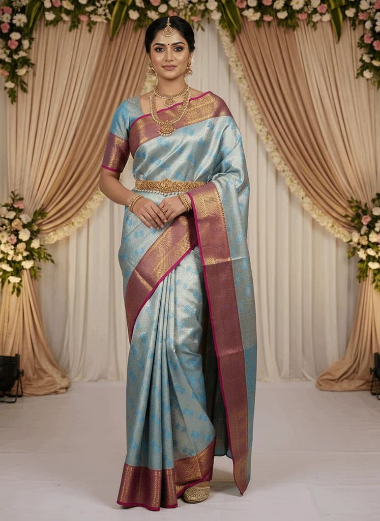 MIMOSA Women's Woven Design Kanjivaram Style Art Silk Saree with Blouse Piece - Ananda (SA00002804ANFREE) — Default Title