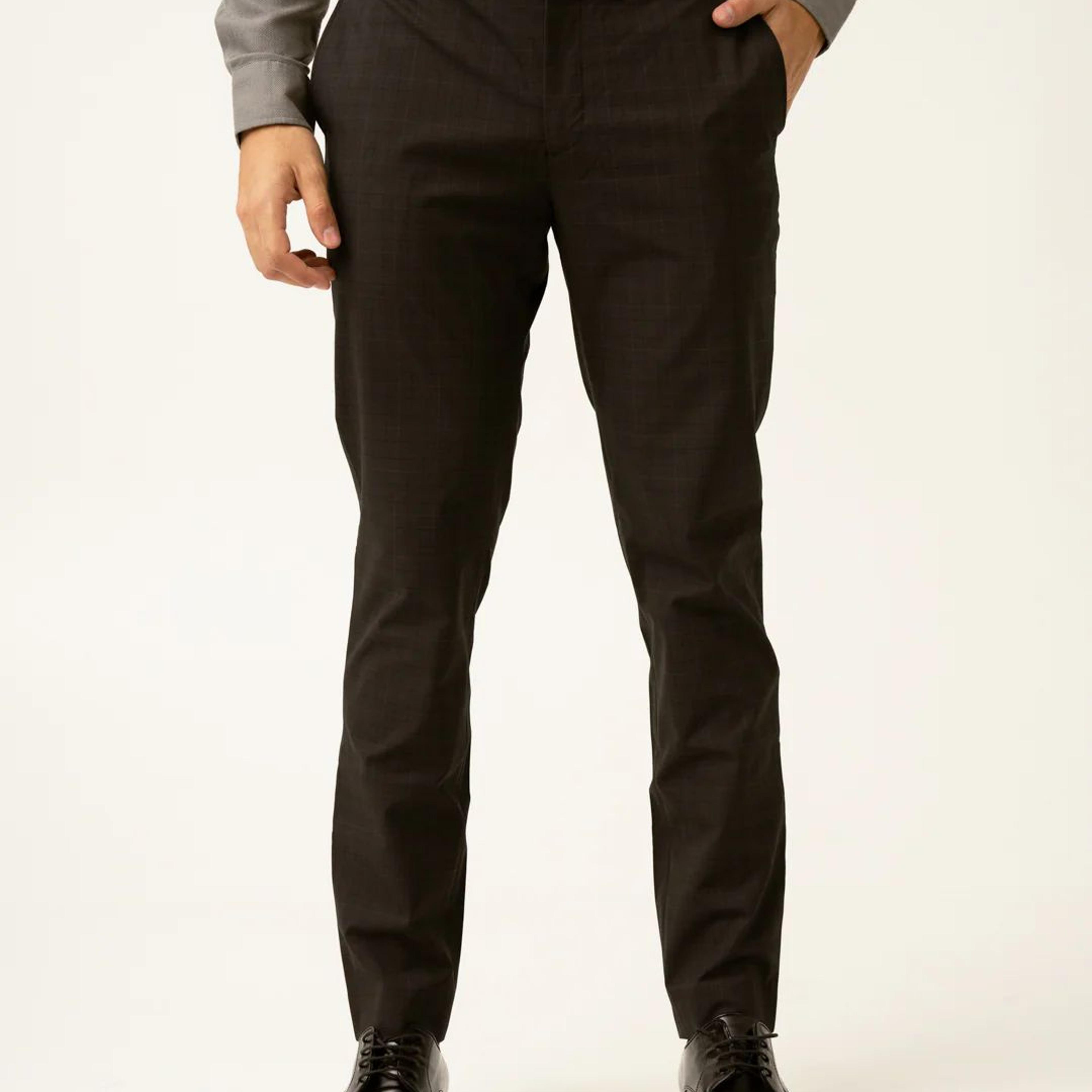 Submarine Black Checks Formal Pants