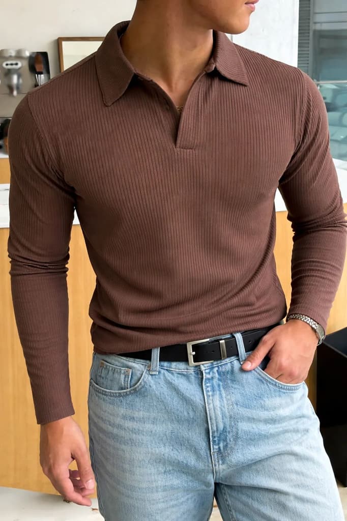Classic Ribbed Full-Sleeve Polo — photo 10