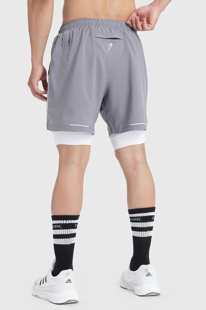 2 in 1 Mesh Shorts Foggy Grey With White — photo 9