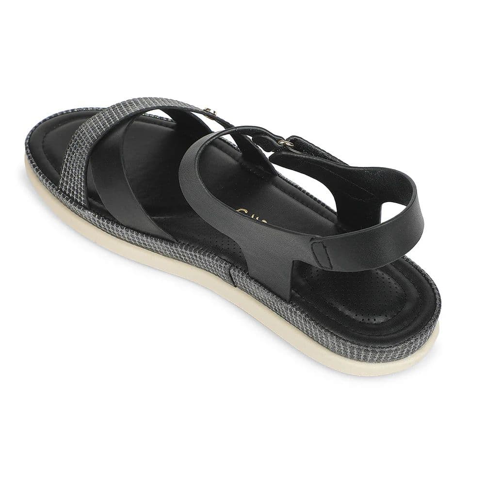 Healers Black Casual Flat Sandal for Women GLF-1 by Liberty — photo 4